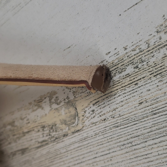 Lulu's suede feel beige open toe ankle tie 4" high heels, zip up back Size 10 - Picture 7 of 8